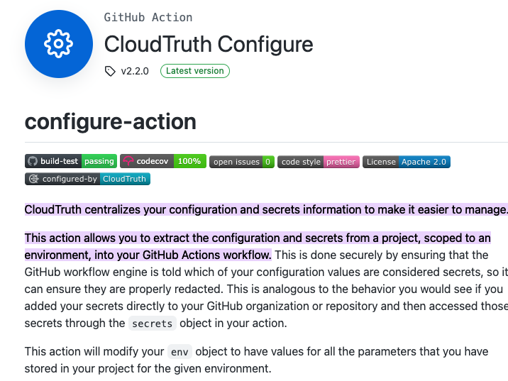 CloudTruth DevOps Config Hub Github Actions 2